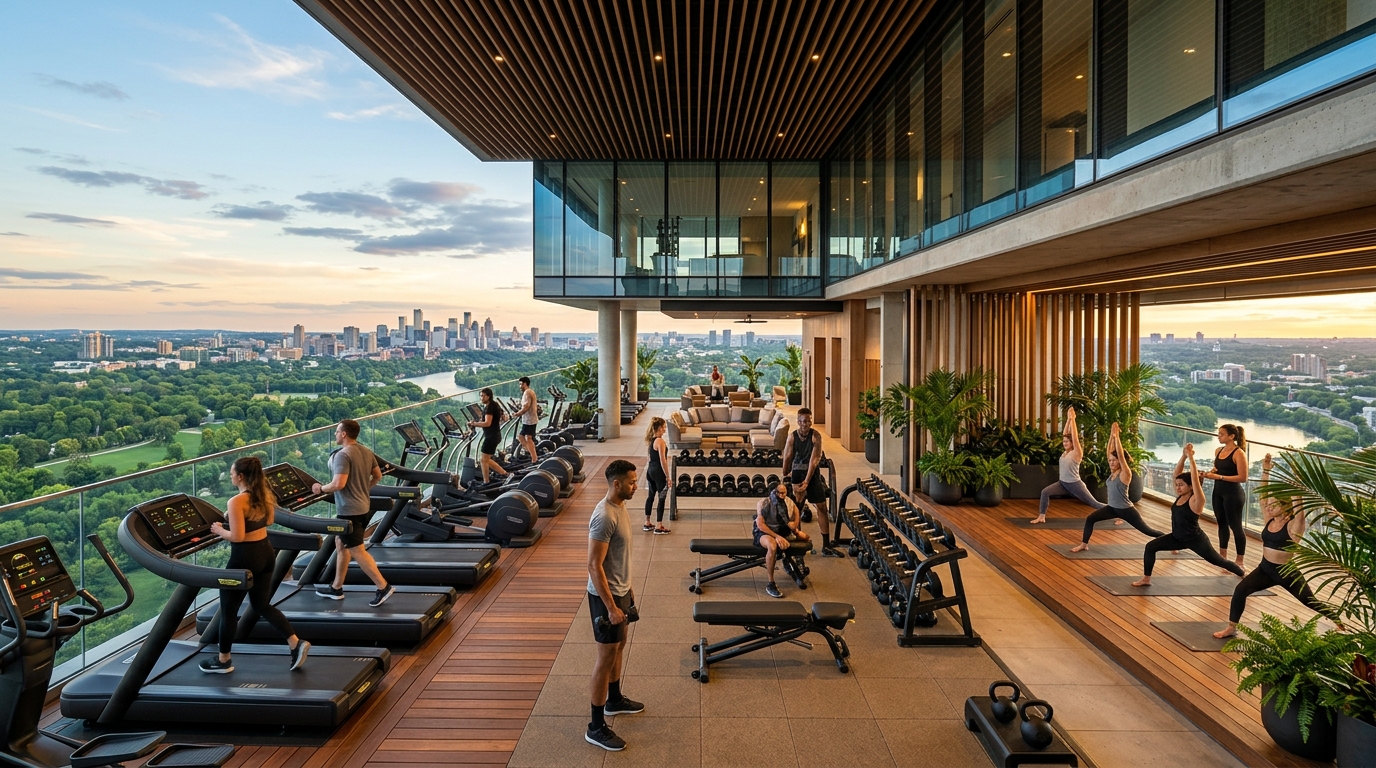 Mid-Floor Open Sky Gym and Yoga Deck